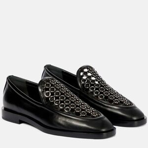 Alaïa Grommet Black Leather Loafers